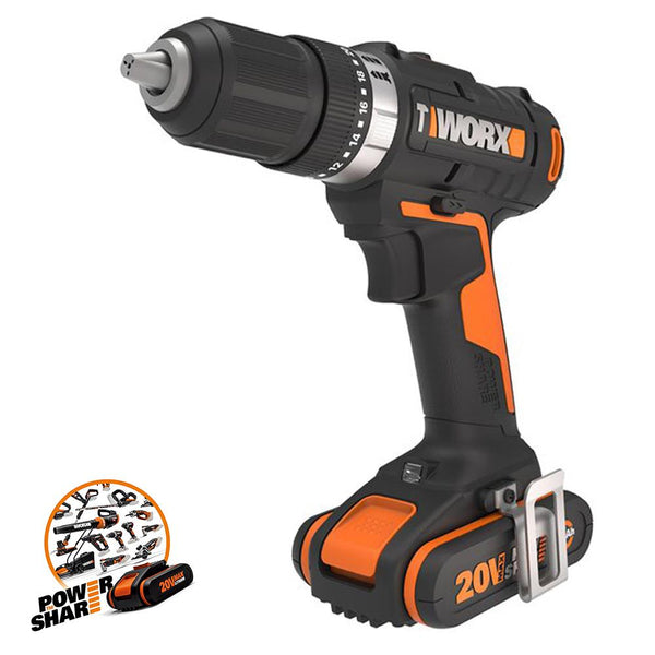 WORX WX370.1 20Volt/2.0Ah. Li - ion Çift Akülü Profesyonel Şarjlı Darbeli Matkap - Onivias