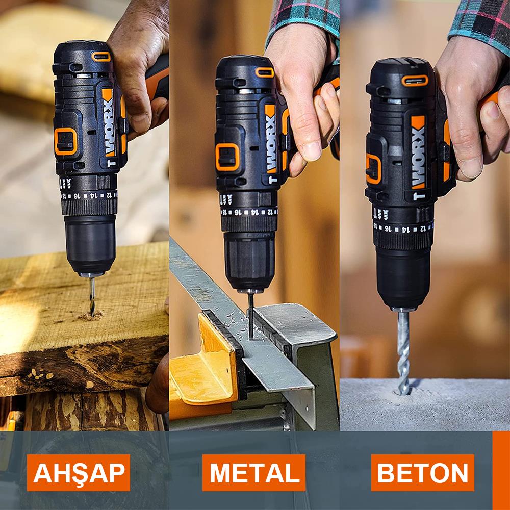 WORX WX370.9 20Volt Profesyonel Şarjlı Darbeli Matkap (Akü Dahil Değildir) - Onivias