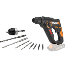 WORX WX390.9 20Volt 1.2J Profesyonel SDS - Plus Pnömatik Şarjlı Matkap + 8 Adet Uç + Mandren (Akü Dahil Değildir) - Onivias