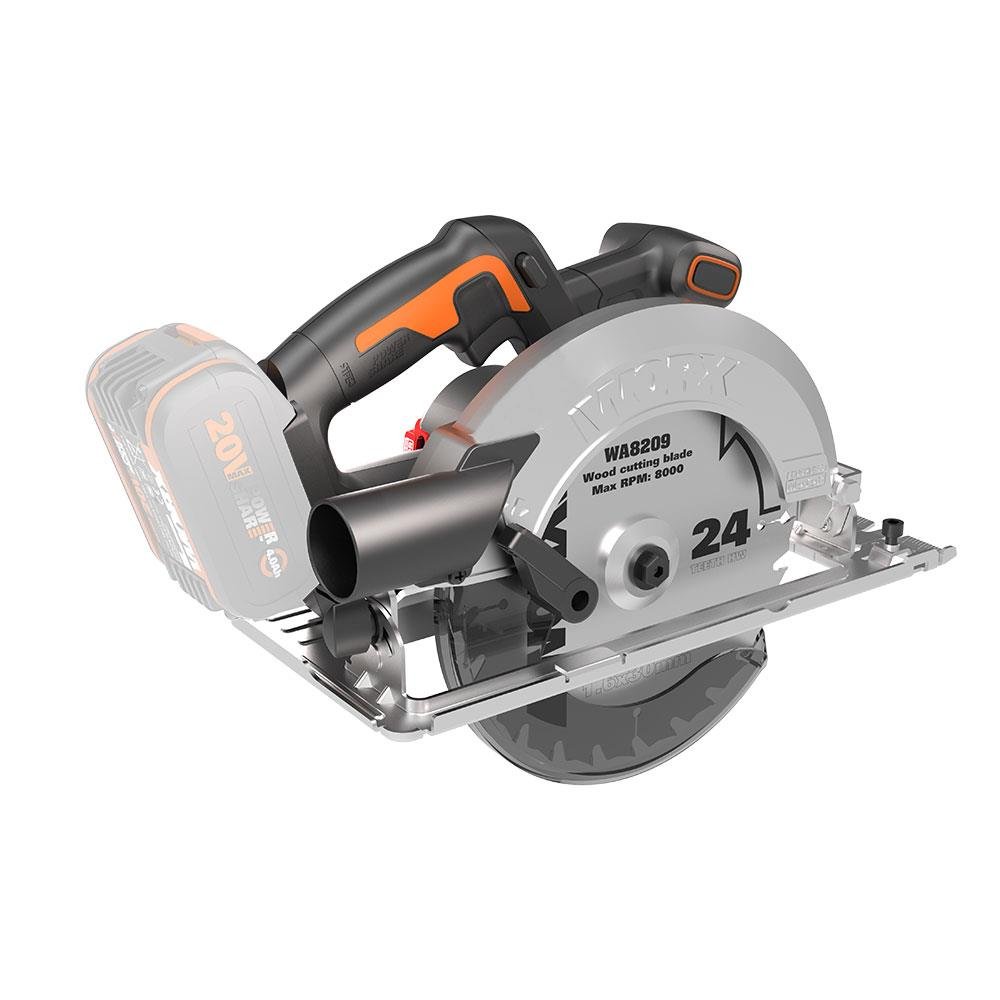 WORX WX520.9 20Volt 190mm Kömürsüz Profesyonel Şarjlı Daire Testere (Akü Dahil Değildir) - Onivias