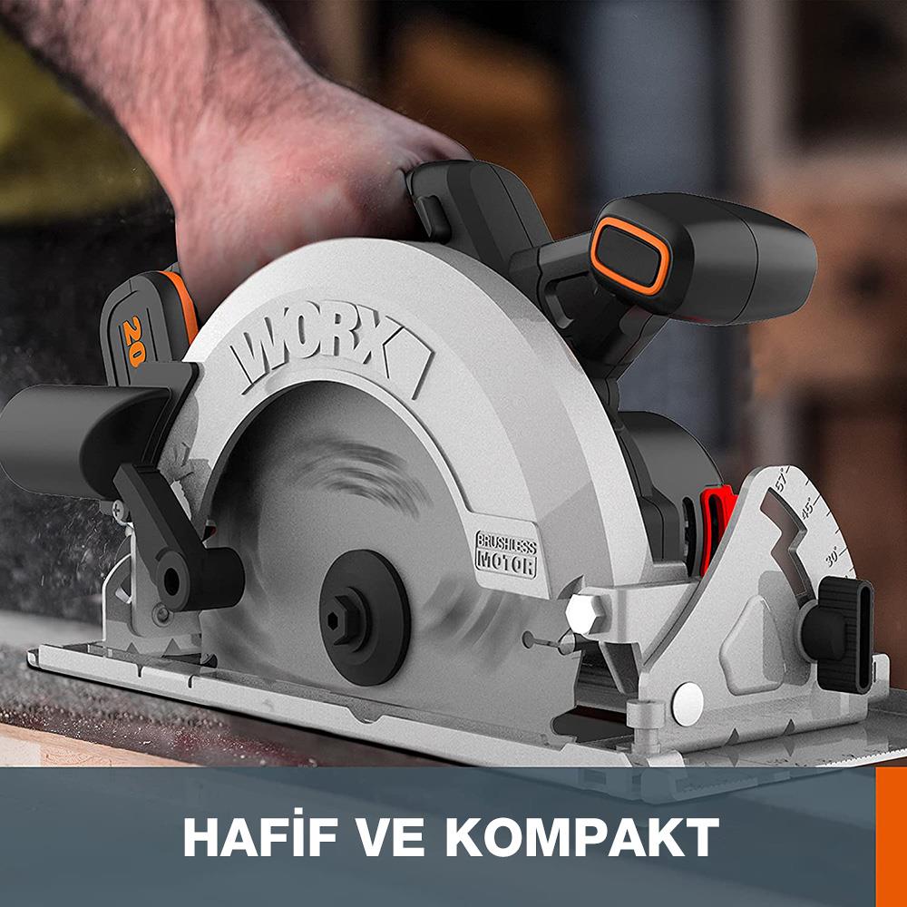 WORX WX520.9 20Volt 190mm Kömürsüz Profesyonel Şarjlı Daire Testere (Akü Dahil Değildir) - Onivias