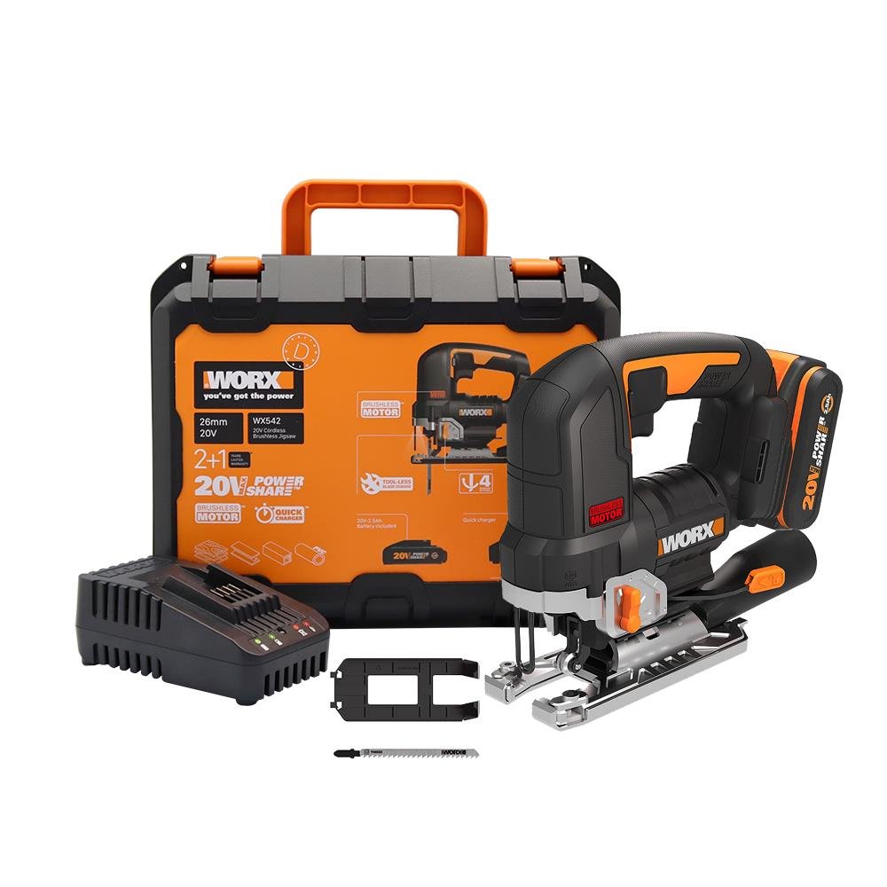 WORX WX542 20Volt 2.5Ah. Li - ion Tek Akülü Profesyonel Kömürsüz Şarjlı Dekupaj Testere - Onivias