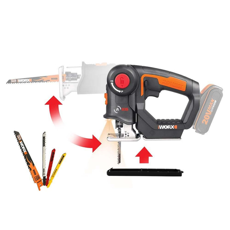 WORX WX550.9 20Volt Peşəkar Yapboz və Pistonlu Mişar (Batareya Daxil deyil) 