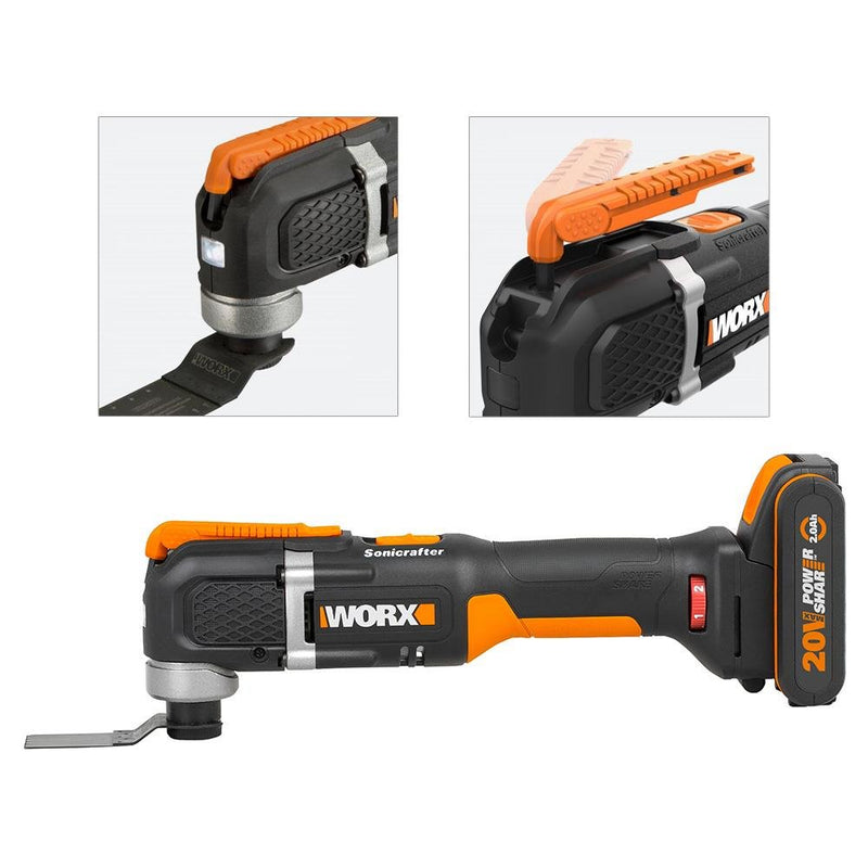 WORX WX696 20Volt 2.0Ah. Li-ion Peşəkar Çox Məqsədli Sürəti Tənzimlənən Simsiz Kəsmə, Qırma və Zımpara
