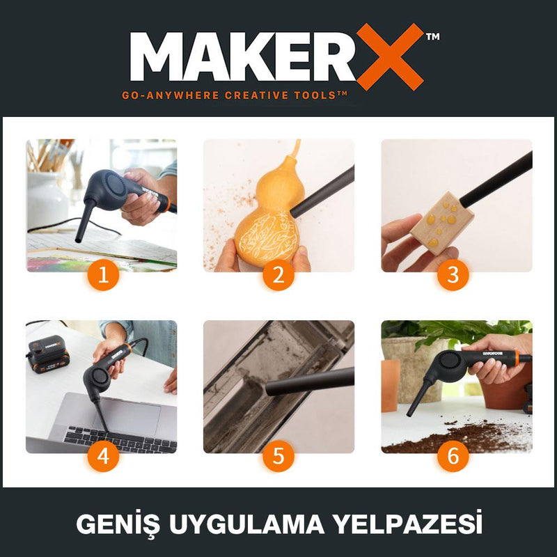 WORX WX747.9 MAKERX 20Volt Fırçasız Professional Mini Üfleyici (Batareya Daxil deyil)