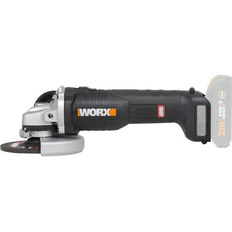 WORX WX812.9 20Volt 125mm Fırçasız Professional Bucaq Taşıyıcı (Batareya Daxil deyil) 