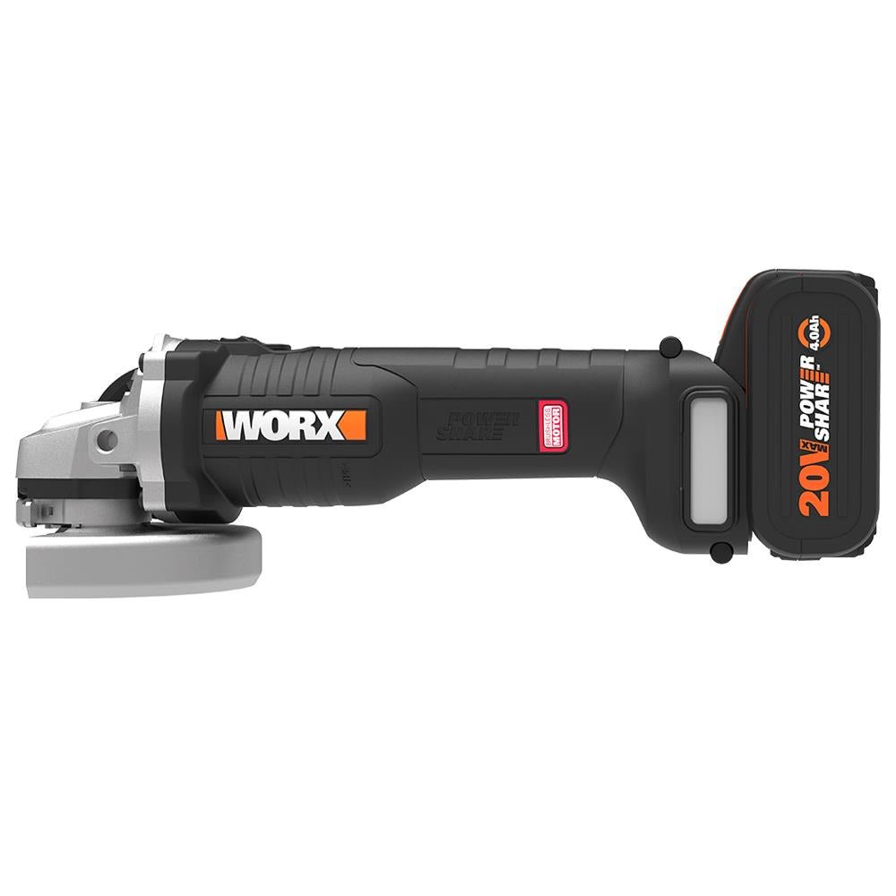 WORX WX813 20Volt 4.0Ah. Li - ion Tek Akülü 115mm Kömürsüz Profesyonel Şarjlı Avuç Taşlama - Onivias