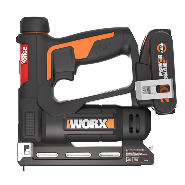 WORX WX843 20Volt/2.0Ah. Li - ion Şarjlı Profesyonel 6 - 14mm Zımba ve 15mm Çivi Çakma + 3500 adet Yedek Zımba ve Çivi - Onivias