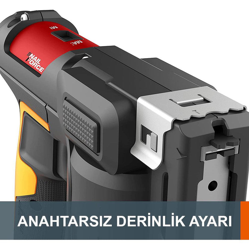 WORX WX843 20Volt/2.0Ah. Li-ion təkrar doldurulan peşəkar 6-14 mm ştapel və 15 mm dırnaqlayıcı + 3500 ehtiyat ştapel və dırnaq