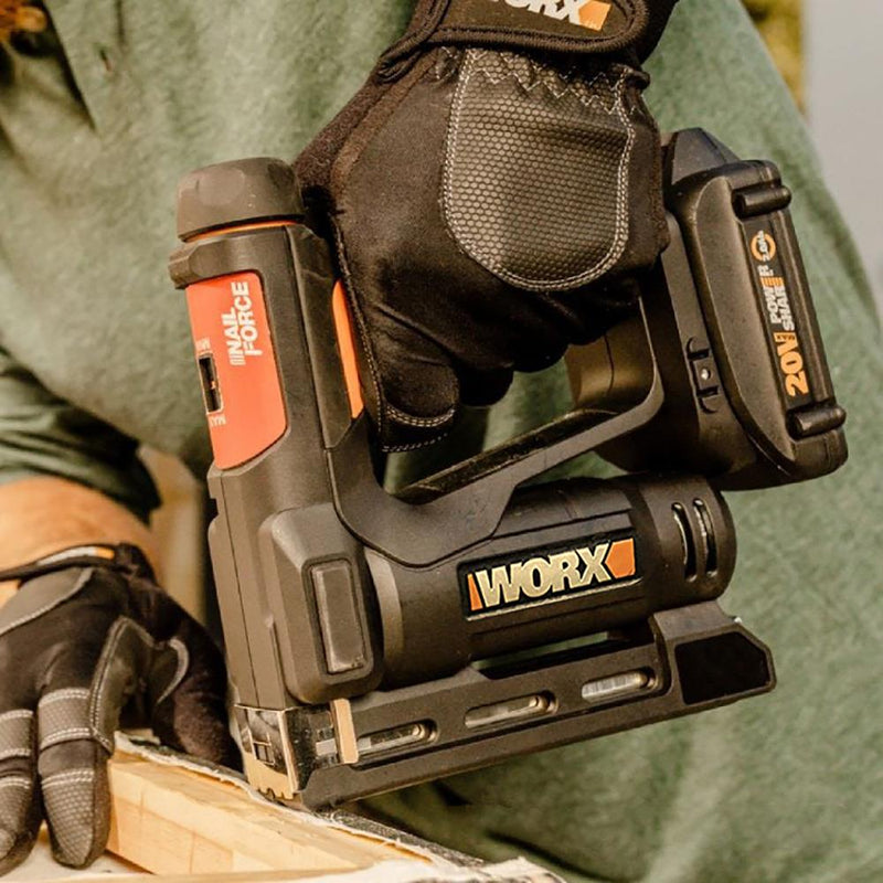 WORX WX843 20Volt/2.0Ah. Li-ion təkrar doldurulan peşəkar 6-14 mm ştapel və 15 mm dırnaqlayıcı + 3500 ehtiyat ştapel və dırnaq