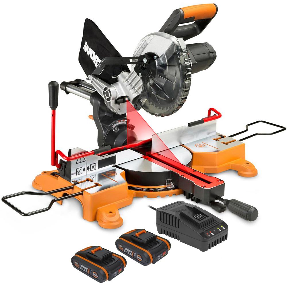 WORX WX845.9CB 20Volt/2.0Ah Li - ion Çift Akülü Şarjlı 216MM Profesyonel Kızaklı Gönye Kesme - Onivias